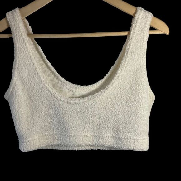Lovers + Friends Ivory Fleecy Cropped Tank Style Bra Top Sz S - Picture 2 of 7